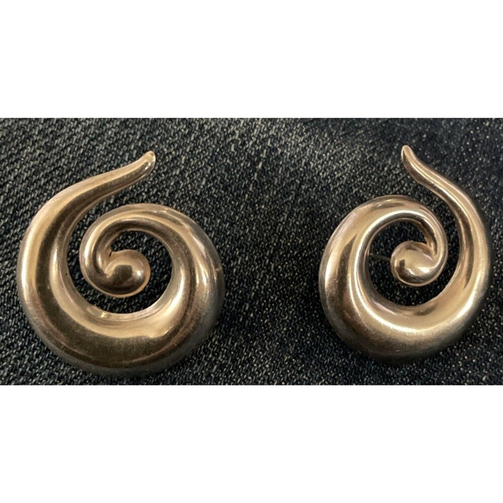925 Sterling Silver Vintage Swirl Hollow Earrings